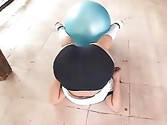 Hot Japanese girl with blue ball